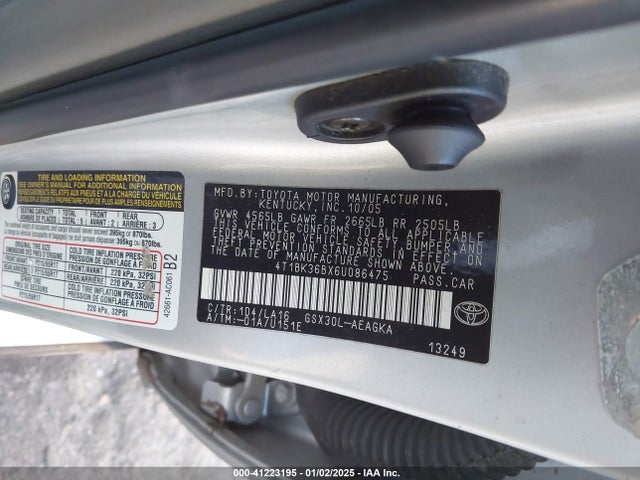 Продаж на аукціоні авто 2006 Toyota Avalon Xls, vin: 4T1BK36BX6U086475, номер лоту: 41223195