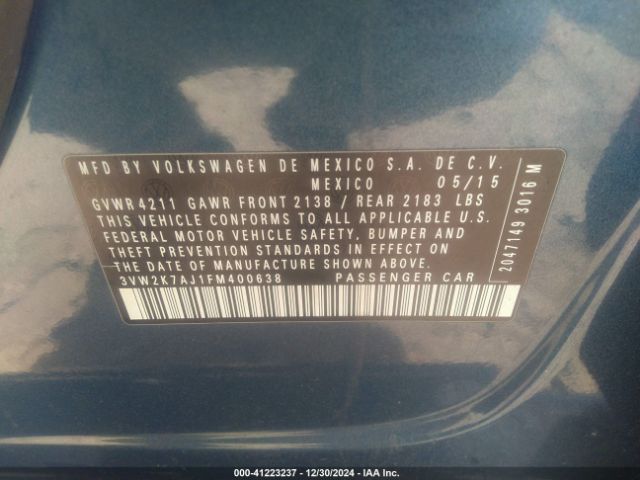 3VW2K7AJ1FM400638 Volkswagen Jetta 2.0l S