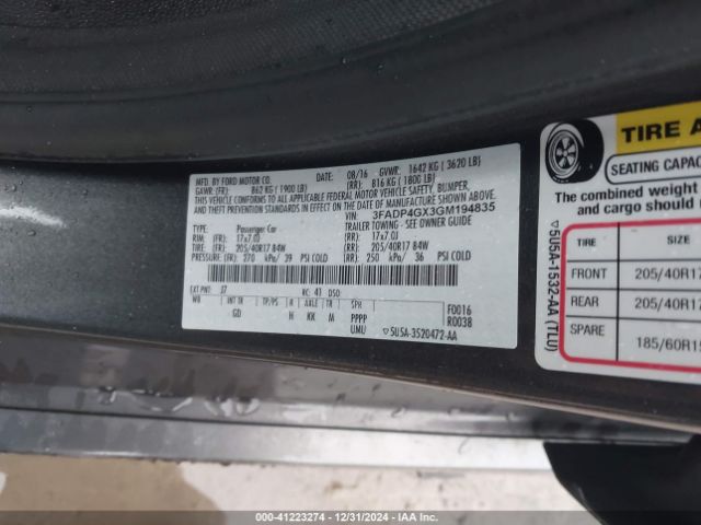 3FADP4GX3GM194835 Ford FIESTA ST