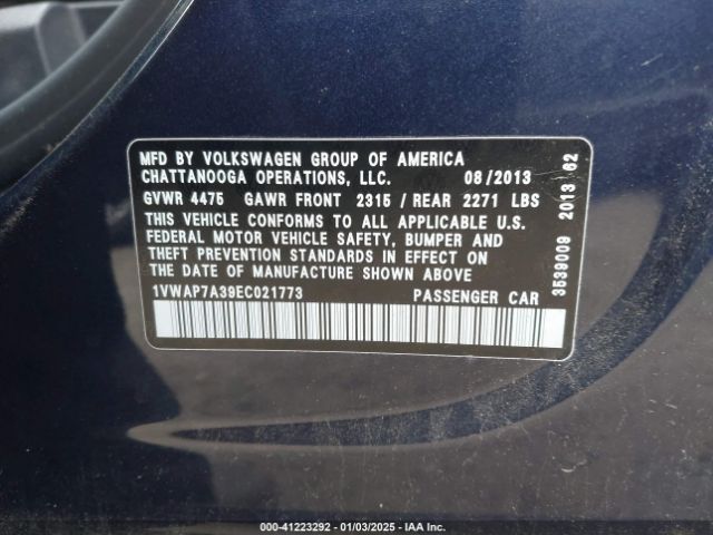 1VWAP7A39EC021773 Volkswagen Passat 2.5l S