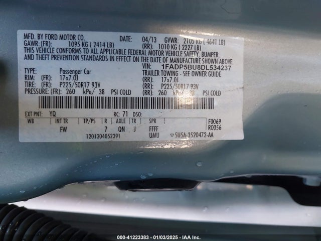 Продажа на аукционе авто 2013 Ford C-max Hybrid Sel, vin: 1FADP5BU8DL534237, номер лота: 41223383