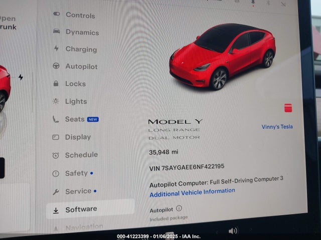 2022 TESLA MODEL Y 7SAYGAEE6NF422195 Photo 6
