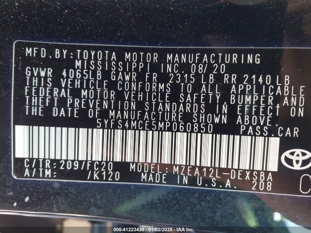Toyota Corolla Se Nightshade Edition 2021 5YFS4MCE5MP060850 Image 9