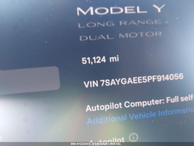 7SAYGAEE5PF914056 Tesla Model Y Awd/long Range Dual Motor All-wheel Drive