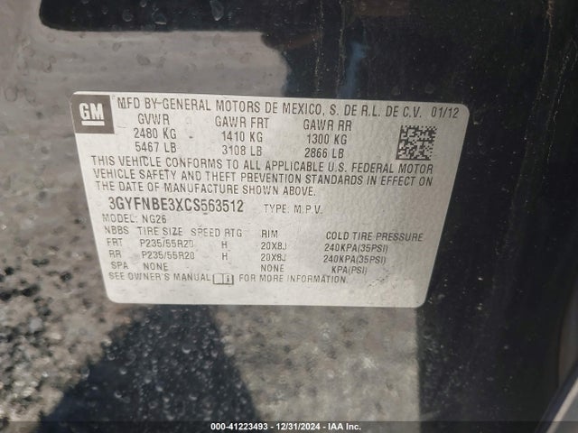 2012 CADILLAC SRX 3GYFNBE3XCS563512 Photo 8