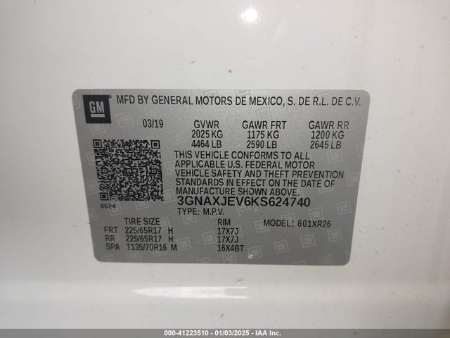 Chevrolet EQUINOX LT 2019 3GNAXJEV6KS624740 Image 9