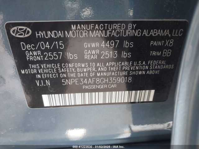 5NPE34AF8GH359018 Hyundai Sonata Sport