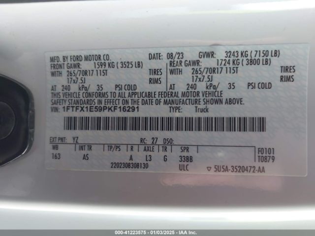 1FTFX1E59PKF16291 Ford F-150 Xl