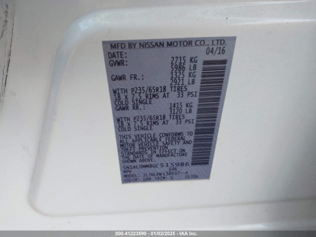 5N1AL0MM8GC515986 Infiniti QX60