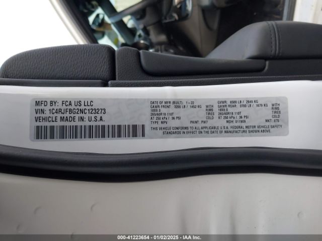 1C4RJFBG2NC123273 Jeep Grand Cherokee Wk Limited 4x4