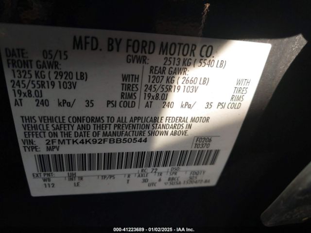 2FMTK4K92FBB50544 Ford Edge Titanium