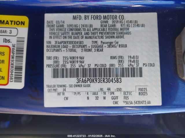 3FA6P0K93ER304583 Ford Fusion Titanium