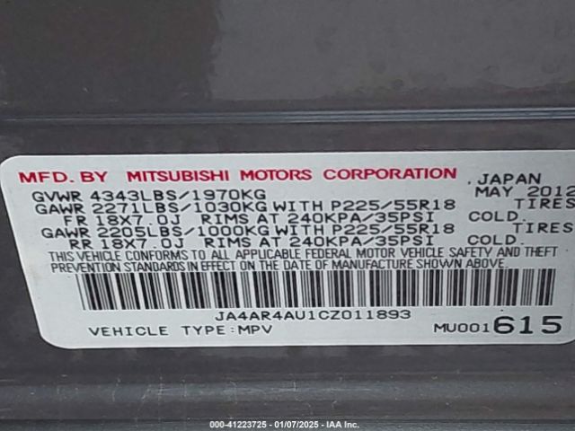 2012 MITSUBISHI OUTLANDER SPORT JA4AR4AU1CZ011893 Photo 8