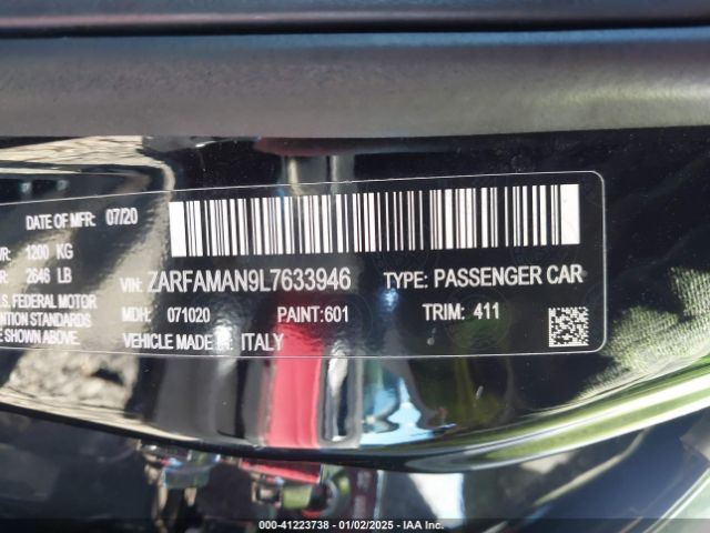 ZARFAMAN9L7633946 Alfa Romeo Giulia Rwd