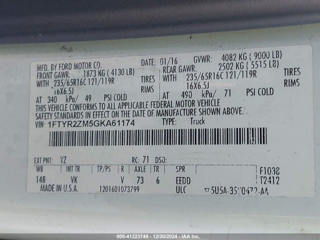 Ford Transit-250 2016 1FTYR2ZM5GKA61174 Image 9