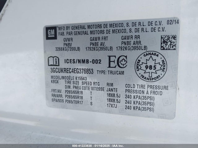 3GCUKREC4EG376853 Chevrolet Silverado 1500 1lt/2lt/lt