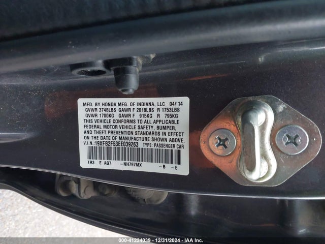 Honda Civic Lx 2014 19XFB2F53EE039263 Image 9