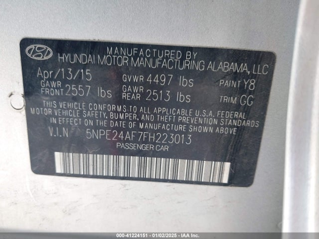 Hyundai SONATA SE 2015 5NPE24AF7FH223013 Image 9