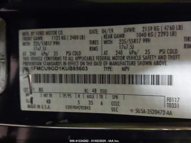 2019 FORD ESCAPE 1FMCU9GD1KUB85603 Photo 8