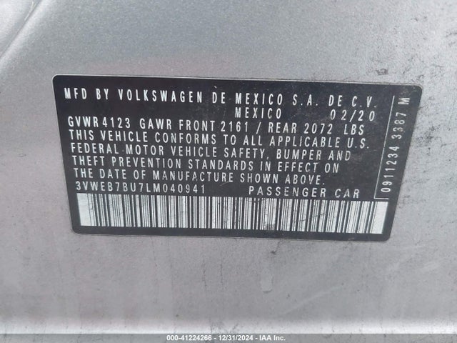 Volkswagen Jetta 1.4t Sel 2020 3VWEB7BU7LM040941 Image 9