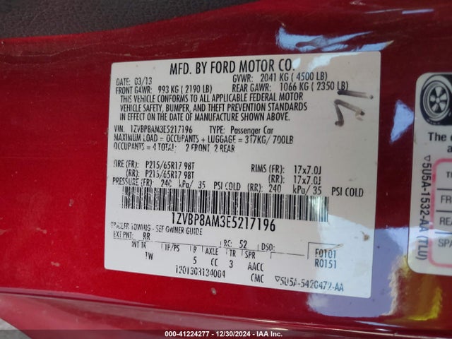 1ZVBP8AM3E5217196 Ford Mustang V6
