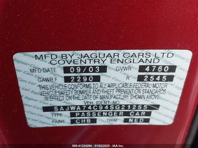 2004 JAGUAR XJ SAJWA74C94SG21255 Photo 8