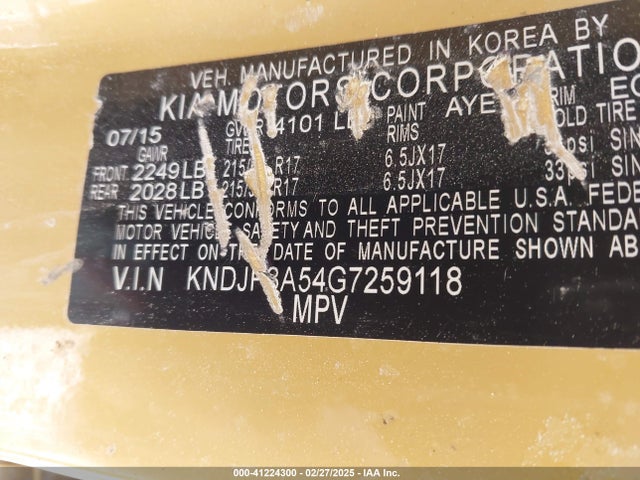 KIA SOUL + 2016 KNDJP3A54G7259118 Image 9