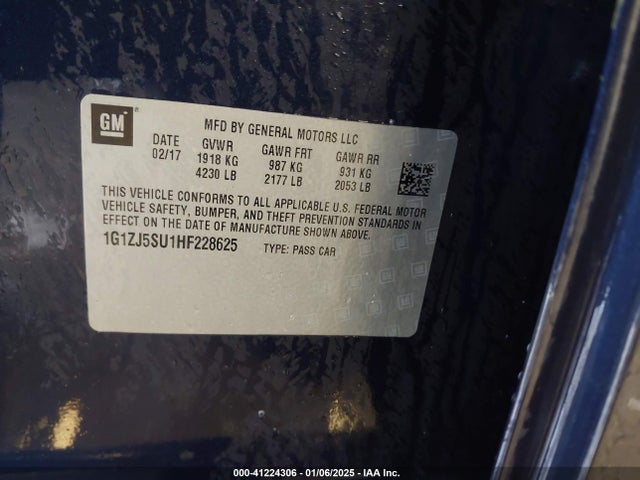 1G1ZJ5SU1HF228625 Chevrolet MALIBU HYBRID