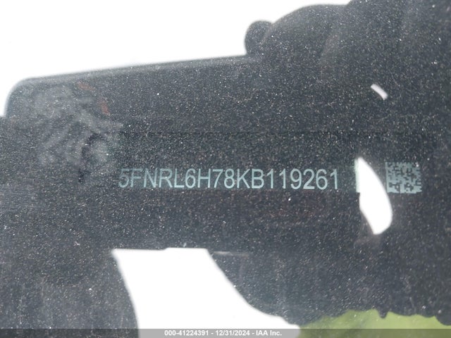 5FNRL6H78KB119261 Honda Odyssey Ex-l