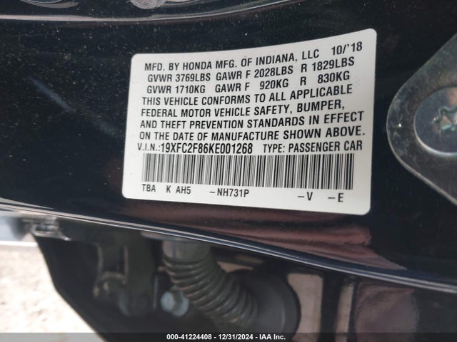 Honda Civic Sport 2019 19XFC2F86KE001268 Image 9