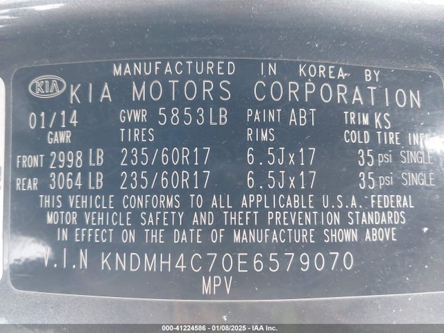 KNDMH4C70E6579070 KIA Sedona