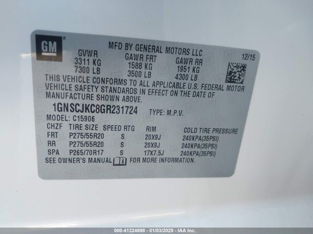 Chevrolet Suburban Ltz 2016 1GNSCJKC8GR231724 Image 9