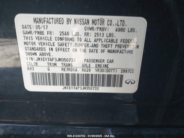 JN1EV7AP3JM350733 Infiniti Q50 3.0t Luxe