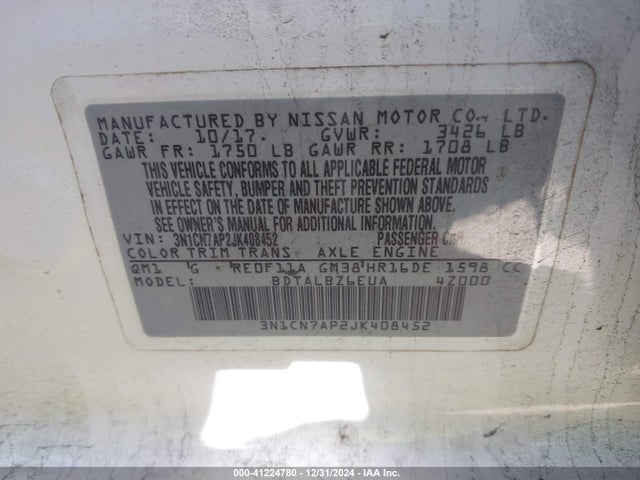 Nissan Versa 1.6 Sv 2018 3N1CN7AP2JK408452 Image 9