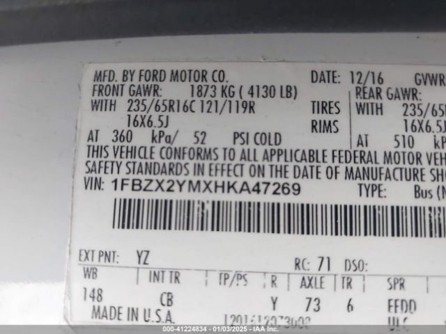 1FBZX2YMXHKA47269 Ford Transit-350 Xlt