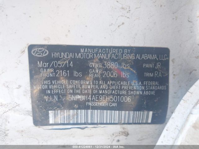 5NPDH4AE9EH501006 Hyundai ELANTRA SE