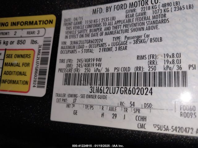3LN6L2LU7GR602024 Lincoln MKZ HYBRID