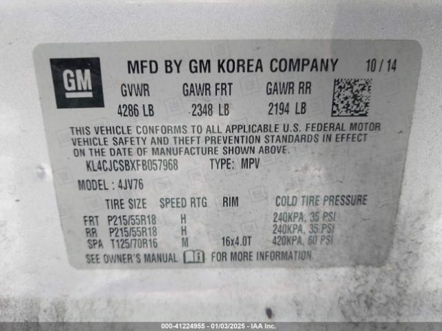 KL4CJCSBXFB057968 Buick Encore Leather