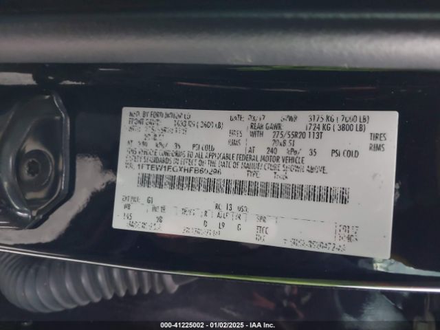 1FTEW1EGXHFB60296 Ford F-150 Platinum