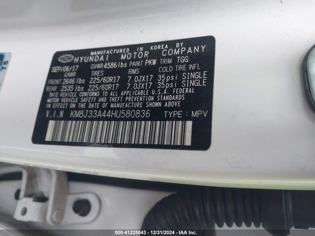 Hyundai TUCSON SE 2017 KM8J33A44HU580836 Image 9