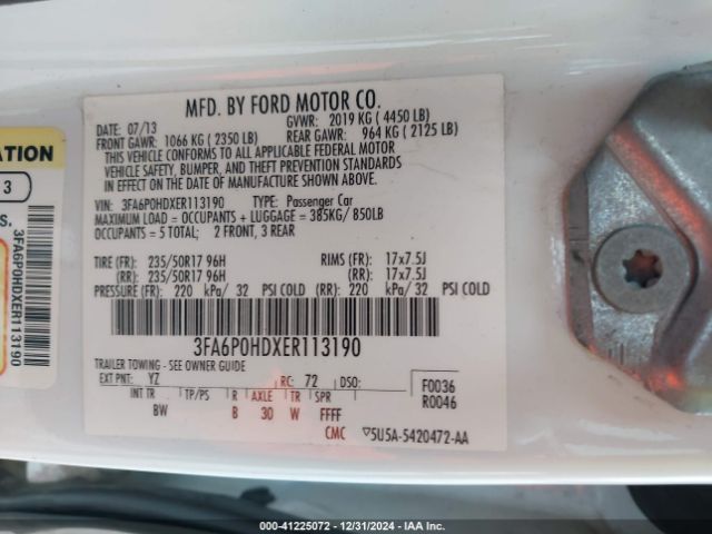3FA6P0HDXER113190 Ford FUSION SE