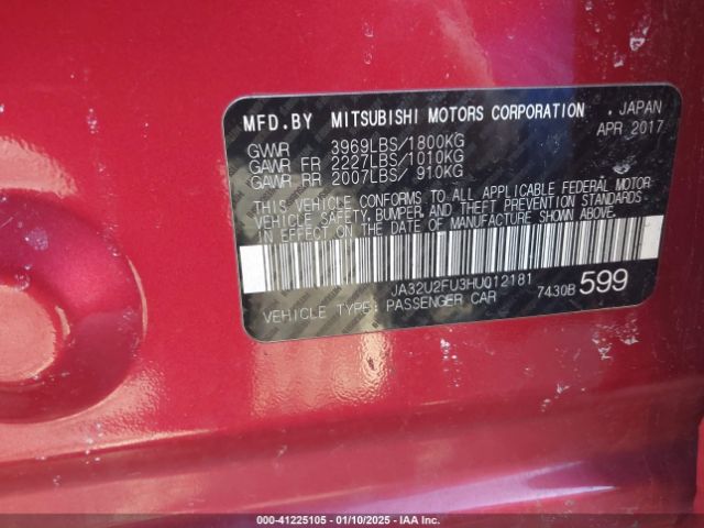JA32U2FU3HU012181 Mitsubishi Lancer Le