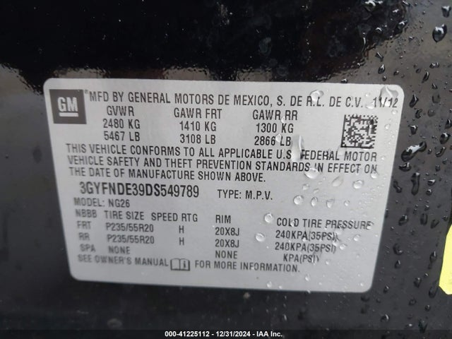2013 CADILLAC SRX 3GYFNDE39DS549789 Photo 8