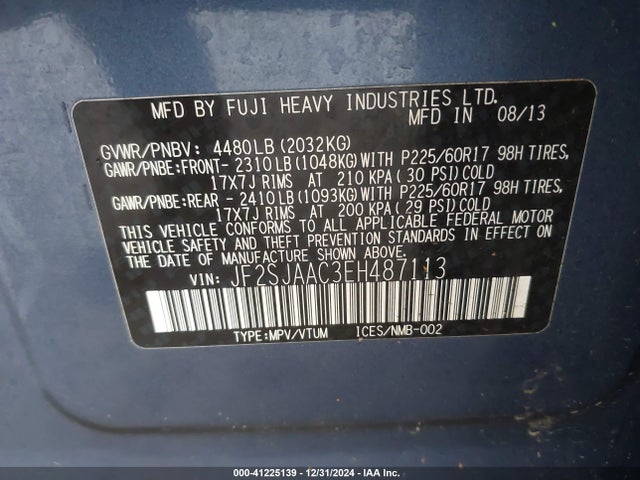JF2SJAAC3EH487113 Subaru Forester 2.5i