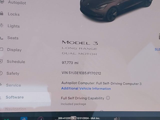 5YJ3E1EB5JF170212 Tesla Model 3 Long Range/performance