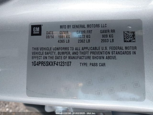 1G4PR5SKXF4123107 Buick Verano Convenience Group