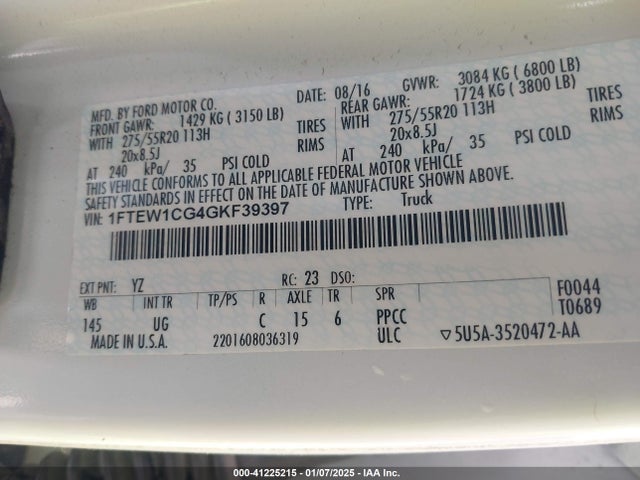 Ford F-150 Xlt 2016 1FTEW1CG4GKF39397 Image 9