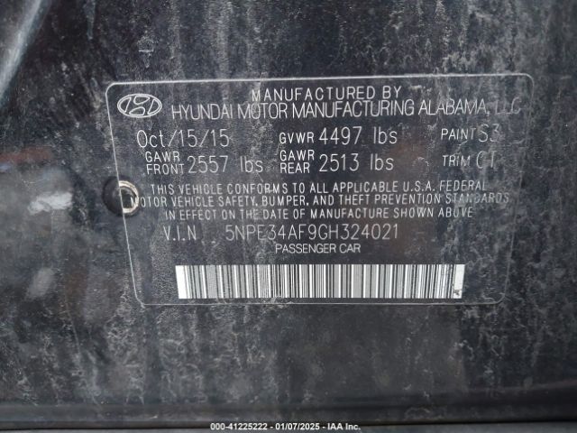 5NPE34AF9GH324021 Hyundai Sonata Limited