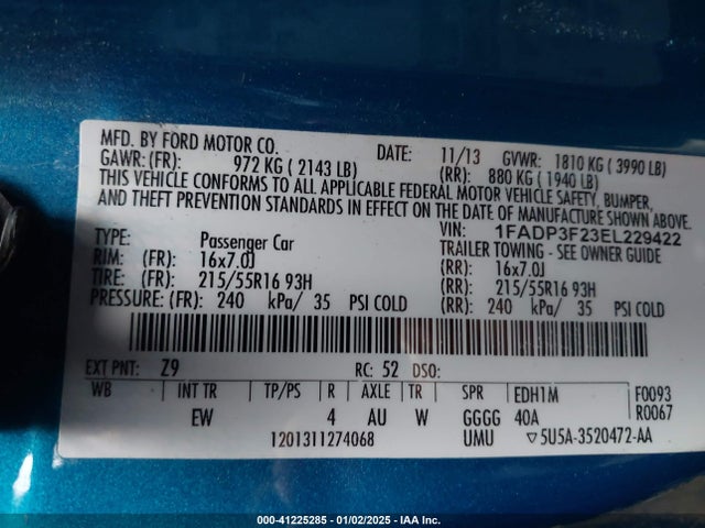 Ford FOCUS SE 2014 1FADP3F23EL229422 Image 9