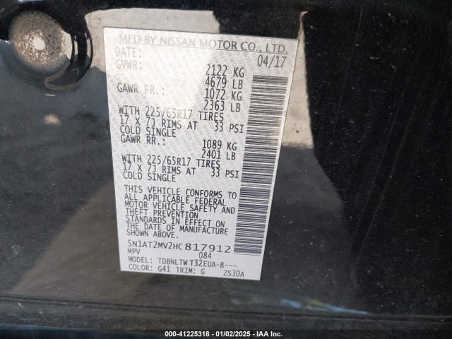 Nissan ROGUE SV 2017 5N1AT2MV2HC817912 Image 9